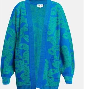 Diane Von Furstenburg Open Chain Print Cardigan M